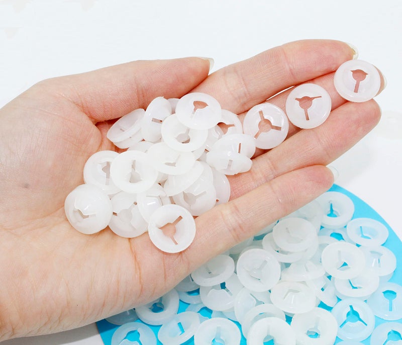 ARTCXC 150Pcs Plastic Washers Three Fork Designed Washers Backs for Teddy Bear Doll Animal Puppet Craft Eyes and Nose of 15-18mm (Medium) - Image 4
